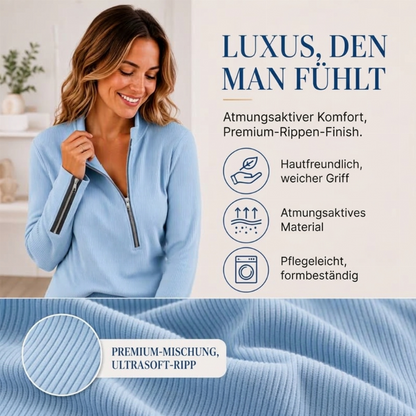 📢🎉50%Rabatt!!!🛍️✨Geripptes Damen-Oberteil mit asymmetrischem Reißverschluss