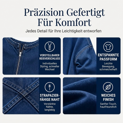 📢🎉50%Rabatt!!!🛍️✨Jeans-Pullover mit halbem Reißverschluss und langen Ärmeln für Damen