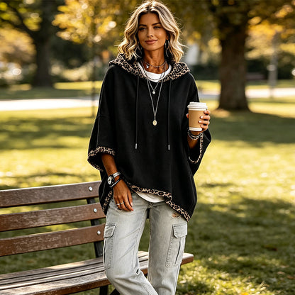 📢📢50%Rabatt!!!🎉✨Damen-Hoodie mit Leopardenmuster-Besatz