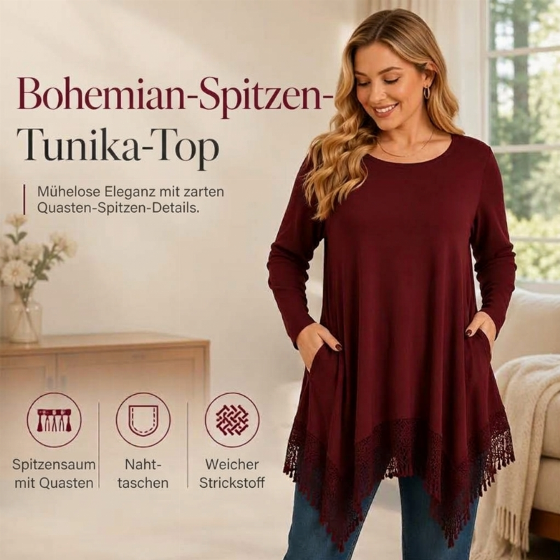 📢📢50%Rabatt!!!🎉✨Bohemische Spitzen-Tunika für Damen