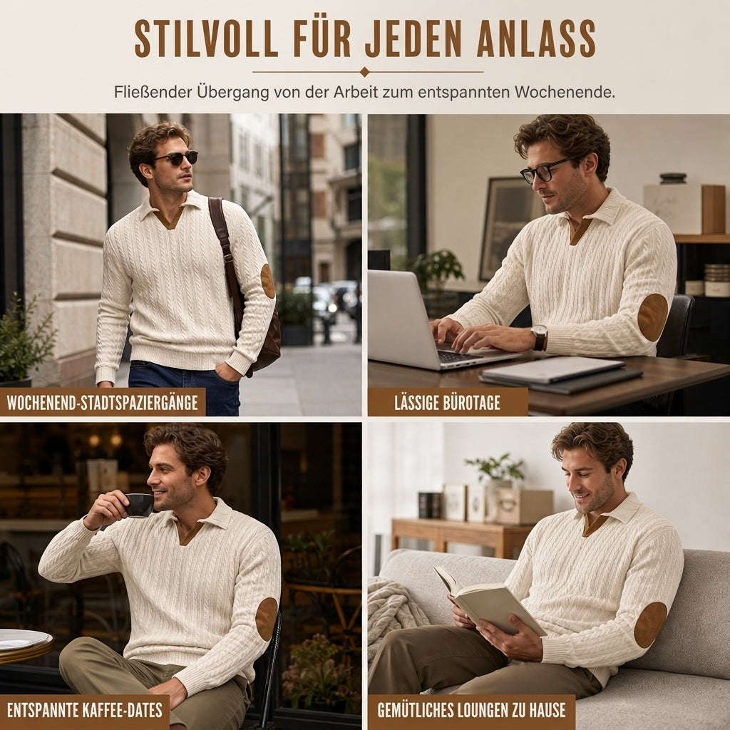 📢📢50%Rabatt!!!🎉✨Herren Casual Einfarbig Kragen Pullover Sweatshirt