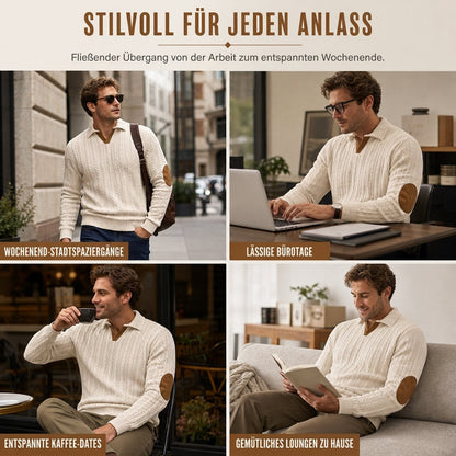 📢📢50%Rabatt!!!🎉✨Herren Casual Einfarbig Kragen Pullover Sweatshirt