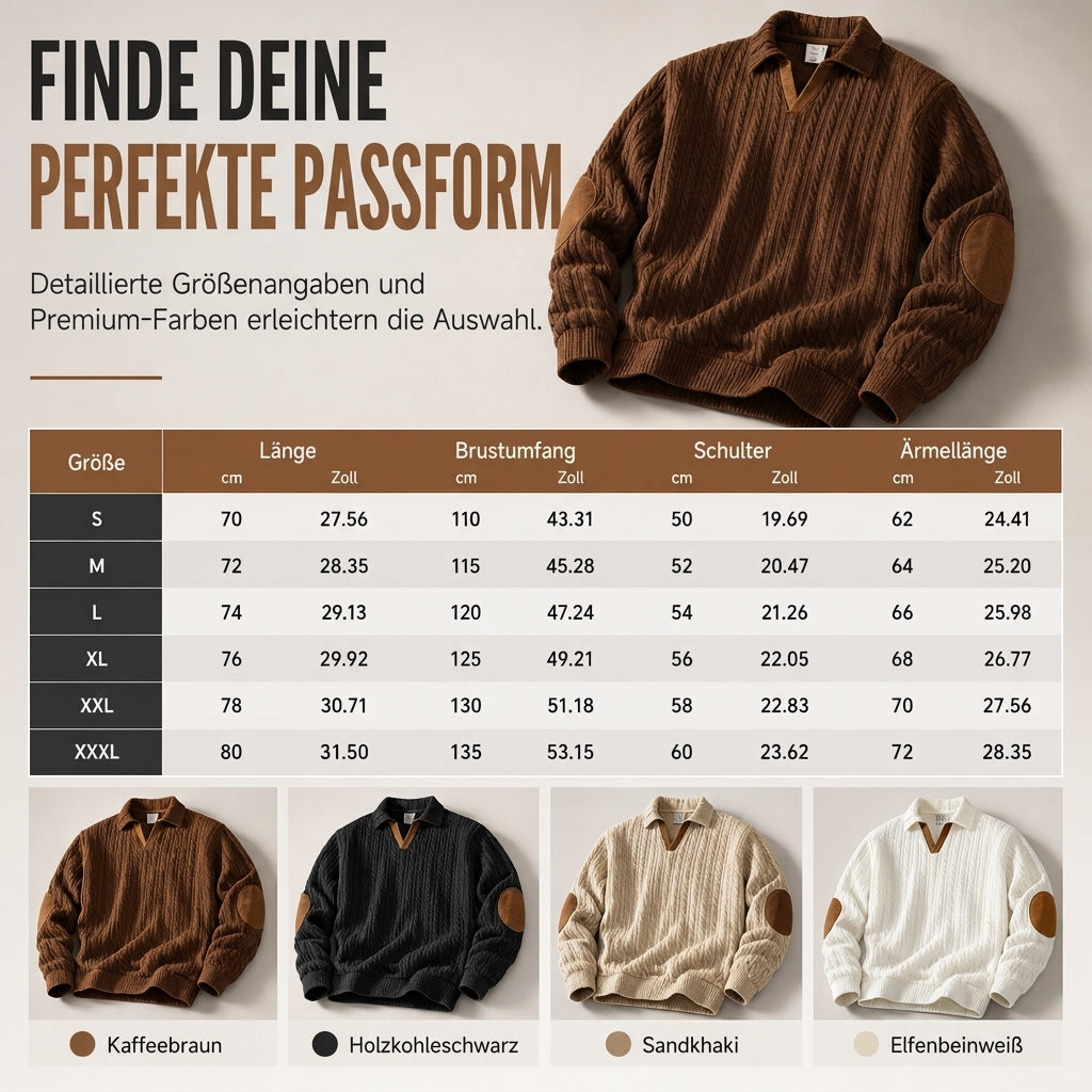 📢📢50%Rabatt!!!🎉✨Herren Casual Einfarbig Kragen Pullover Sweatshirt
