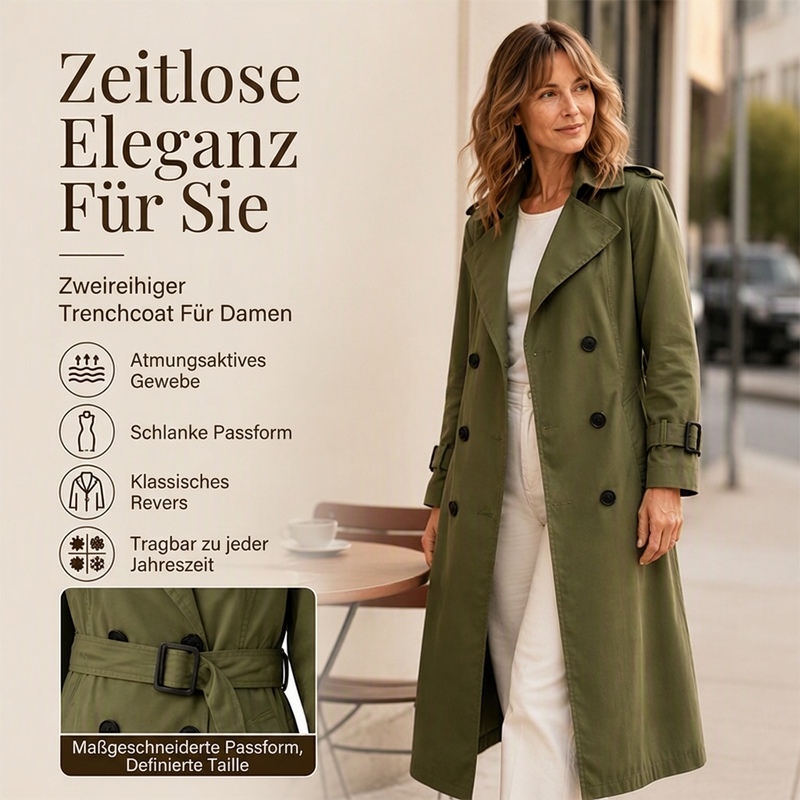 📢📢50%Rabatt!!!🎉✨Zweireihiger langer Trenchcoat für Damen