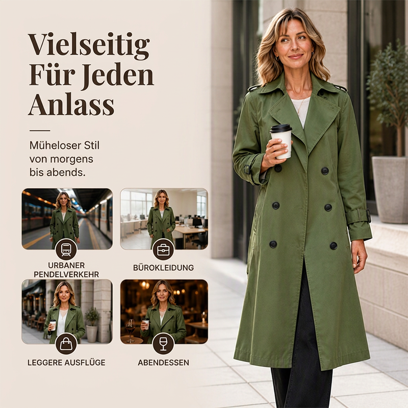 📢📢50%Rabatt!!!🎉✨Zweireihiger langer Trenchcoat für Damen