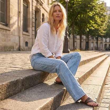 📢📢50%Rabatt!!!🎉✨Weite Jeans für Damen mit vorderen Nähten