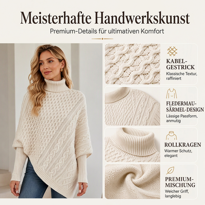 Zopfpullover-Poncho für Damen
