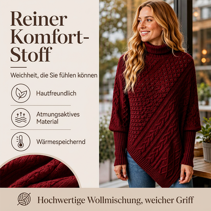 Zopfpullover-Poncho für Damen