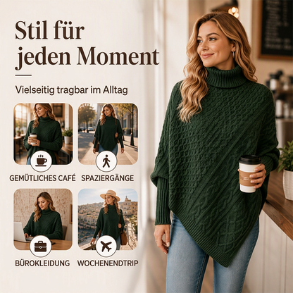 Zopfpullover-Poncho für Damen