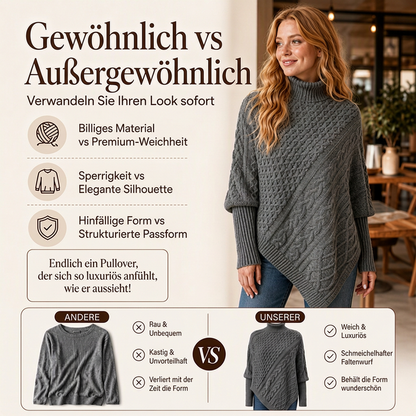 Zopfpullover-Poncho für Damen