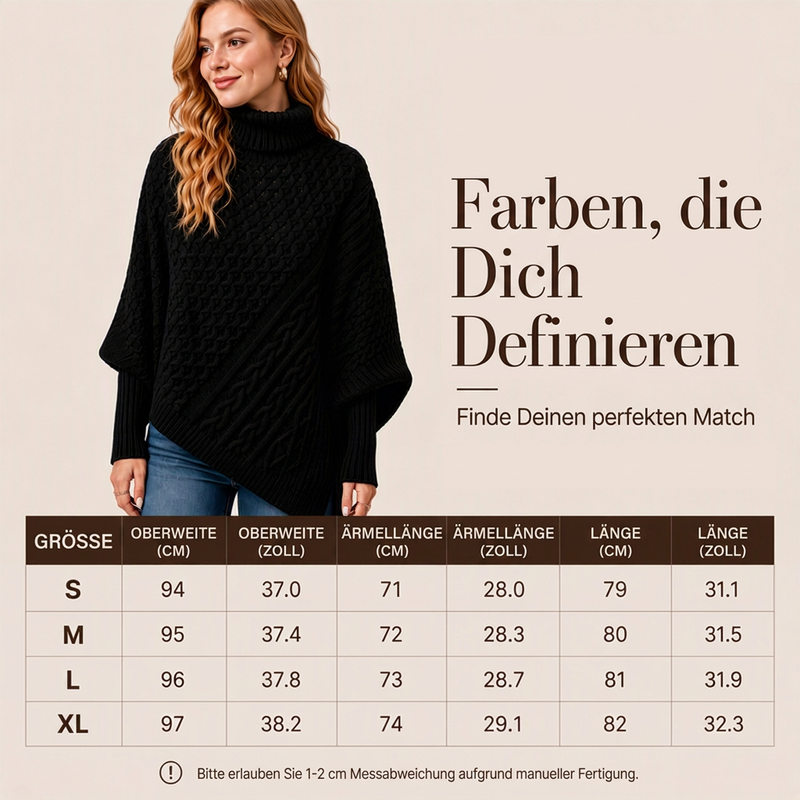 Zopfpullover-Poncho für Damen