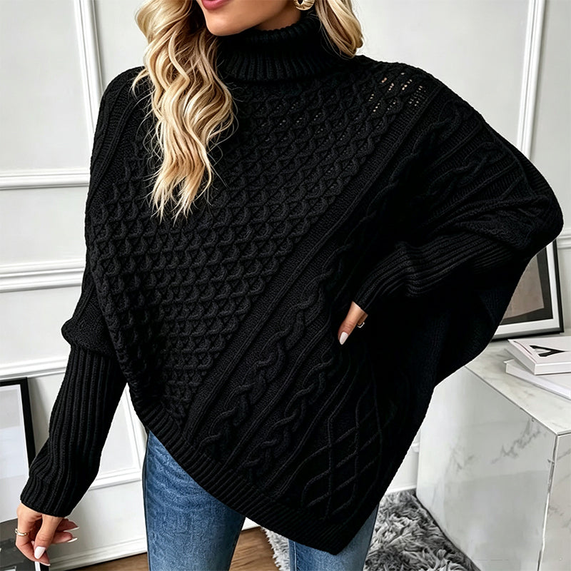 Zopfpullover-Poncho für Damen