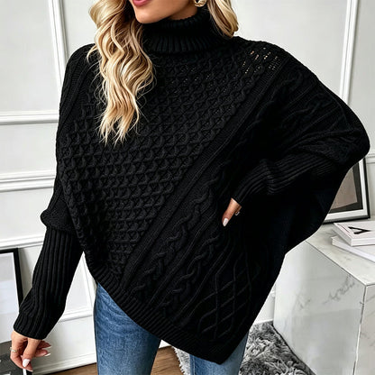 Zopfpullover-Poncho für Damen