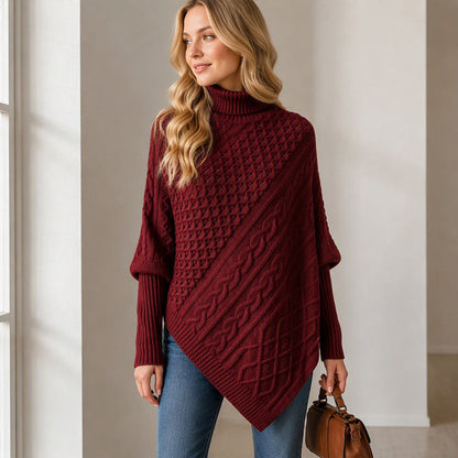 Zopfpullover-Poncho für Damen
