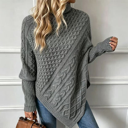 Zopfpullover-Poncho für Damen