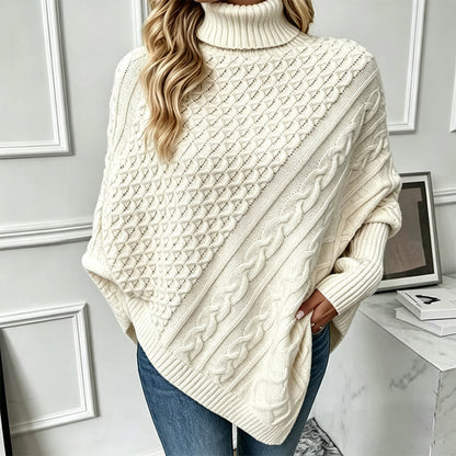Zopfpullover-Poncho für Damen