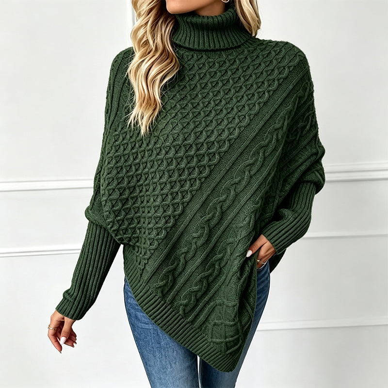 Zopfpullover-Poncho für Damen