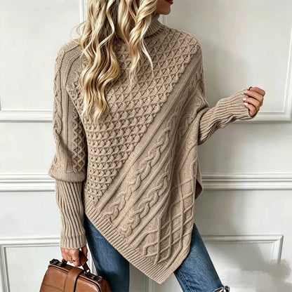 Zopfpullover-Poncho für Damen