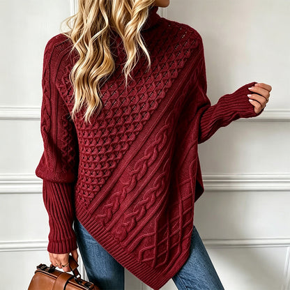 Zopfpullover-Poncho für Damen