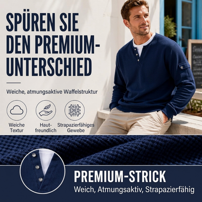 📢📢50%Rabatt!!!🎉✨Herren-Henley-Oberteil aus Waffelstrick im Fake-Layer-Look – Moderner Layer-Look, weicher Waffelstrick & vielseitig kombinierbar – Bequemer Sitz & perfekt für Alltag, Büro & Freizeit – Jetzt -50%!