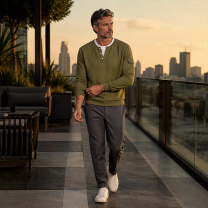 📢📢50%Rabatt!!!🎉✨Herren-Henley-Oberteil aus Waffelstrick im Fake-Layer-Look – Moderner Layer-Look, weicher Waffelstrick & vielseitig kombinierbar – Bequemer Sitz & perfekt für Alltag, Büro & Freizeit – Jetzt -50%!