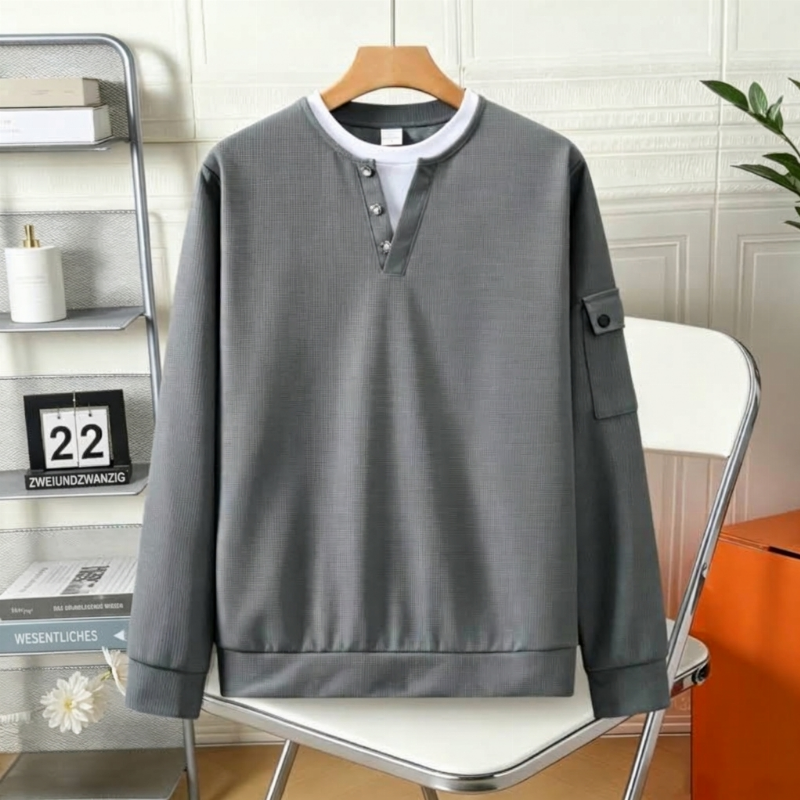 📢📢50%Rabatt!!!🎉✨Herren-Henley-Oberteil aus Waffelstrick im Fake-Layer-Look – Moderner Layer-Look, weicher Waffelstrick & vielseitig kombinierbar – Bequemer Sitz & perfekt für Alltag, Büro & Freizeit – Jetzt -50%!