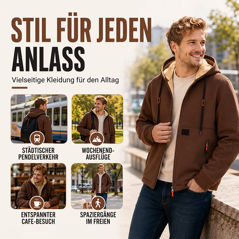 📢📢50%Rabatt!!!🎉✨Herren-Kapuzenjacke mit dickem Sherpa-Futter