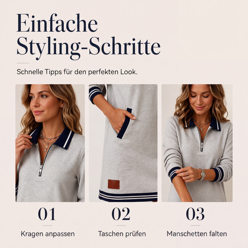 📢📢50%Rabatt!!!🎉✨Damen-Langarmkleid mit Reißverschluss und Taschen