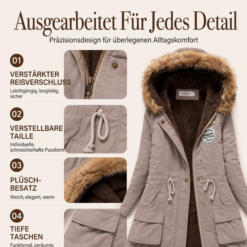 👥 Über 80.000 Käufer haben bereits zugeschlagen! Damen-Parka-Jacke mit warmem Futter und Kapuze