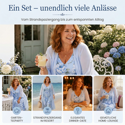 🌸👗Elegantes zweiteiliges Blumenkleid-Set für Damen – der perfekte Look für den Sommerurlaub✨