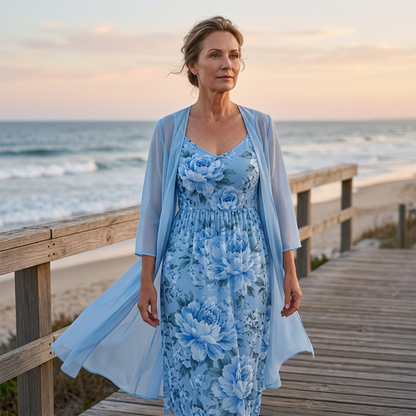 🌸👗Elegantes zweiteiliges Blumenkleid-Set für Damen – der perfekte Look für den Sommerurlaub✨