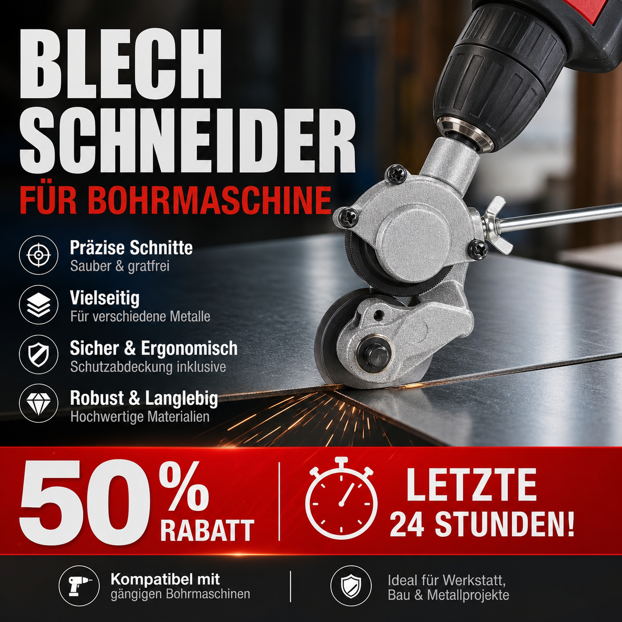 🔥 Heute -50 %! 🔧 3-in-1 Blechschneider für Bohrmaschinen