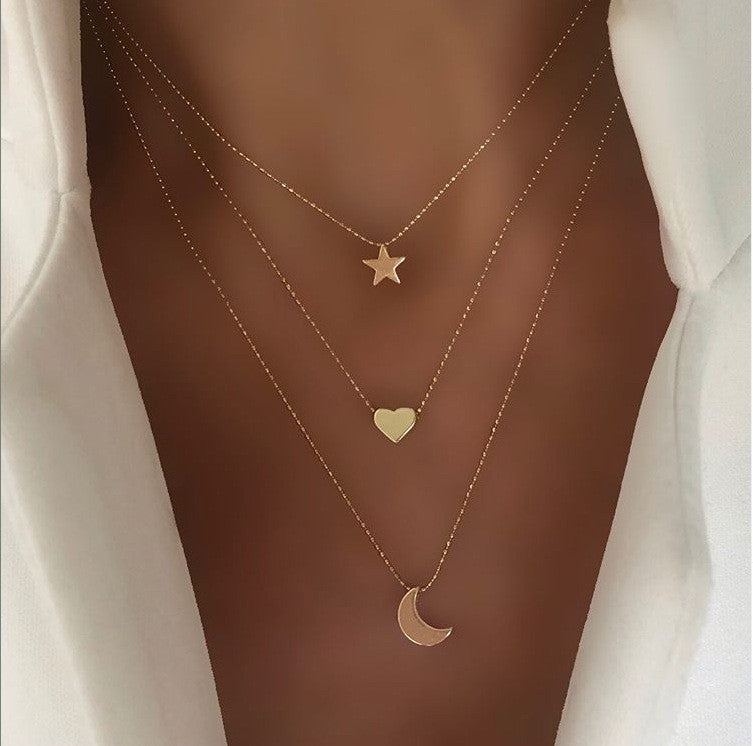 Elegante, mehrreihige Halskette mit einem zarten Anhänger🎁