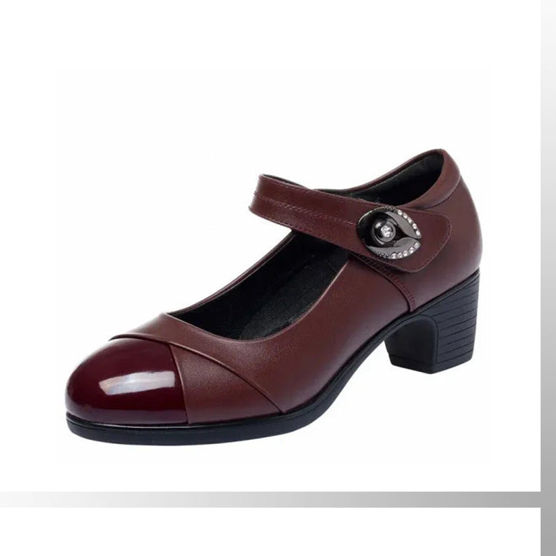 💖Kostenloser Versand💖Schuhe aus Leder mit Rautenknopf und weicher Sohle für Damen 【Bequem, rutschfest】