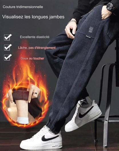 Gerader Schlauch, lose und flauschig verdickte Herren Freizeithose