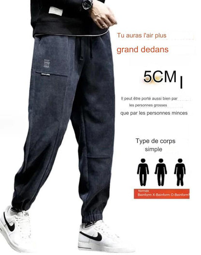 Gerader Schlauch, lose und flauschig verdickte Herren Freizeithose