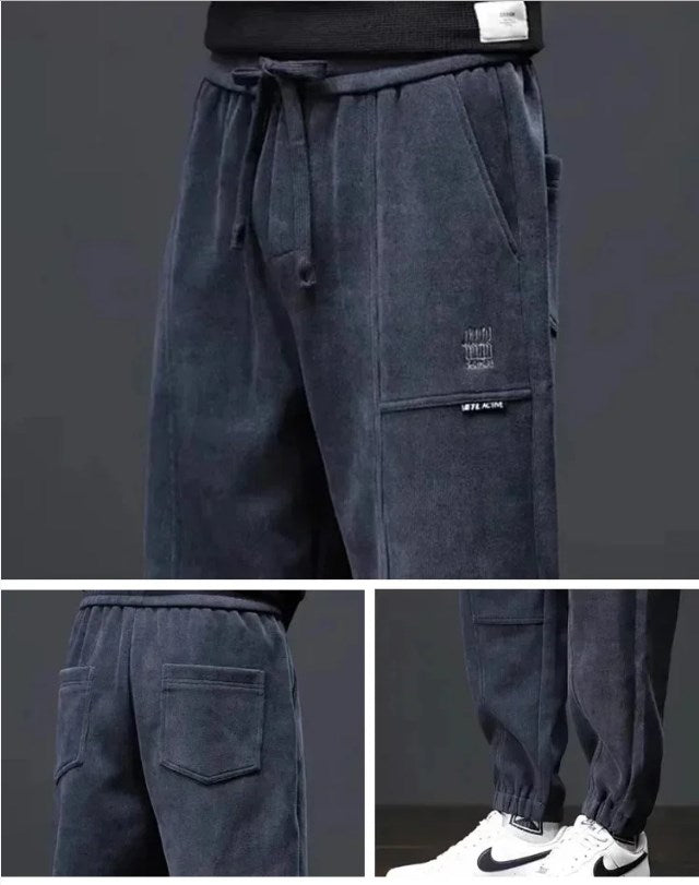 Gerader Schlauch, lose und flauschig verdickte Herren Freizeithose