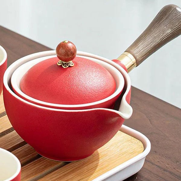 🔥Mit 4 Tassen und Koffer – Neue 360° drehbare Teekanne 2024