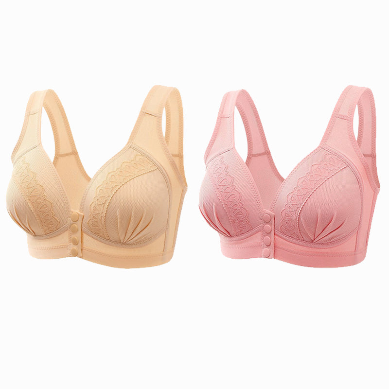 【45 % Rabatt】✨Atmungsaktiver Baumwoll-BH mit Knopfleiste vorne ✨KAUFEN SIE 1 KOSTENLOS 1