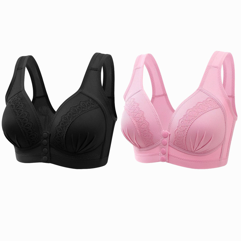 【45 % Rabatt】✨Atmungsaktiver Baumwoll-BH mit Knopfleiste vorne ✨KAUFEN SIE 1 KOSTENLOS 1
