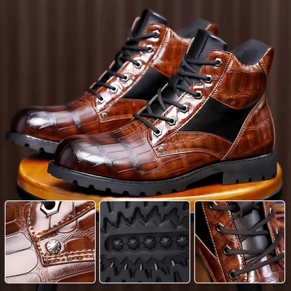 【40 % RABATT】Paul™ Herren-Lederstiefel Im Vintage-Krokomuster