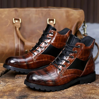 【40 % RABATT】Paul™ Herren-Lederstiefel Im Vintage-Krokomuster